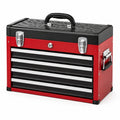 Boîte à outils Falqorin en acier rouge et noir, coffre à outils 60x26x34 cm avec 5 tiroirs verrouillables.