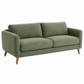 Canapé 2 places Falqorin en tissu vert avec pieds en bois, style scandinave, dimensions 170x85x84 cm.