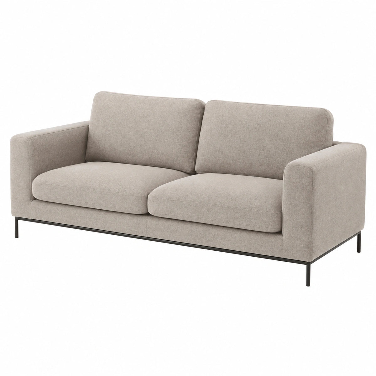Canapé 2 places Falqorin en tissu beige avec pieds en métal, style contemporain, largeur 170 cm, assise confortable.