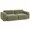 Canapé 2 places Falqorin en tissu vert olive, style contemporain, avec coussins confortables et design épuré.