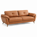Canapé 2 places Falqorin en cuir camel, style contemporain avec accoudoirs rembourrés, dimensions 180 cm.