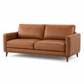 Canapé 2 places Falqorin marron cognac aspect cuir, style contemporain, design moderne, assise confortable, tissu élégant.