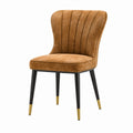Chaise de salle à manger Falqorin en similicuir marron vintage, dimensions 50x60x88 cm, assise confortable et style rétro.