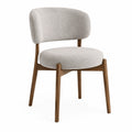 Chaise de salle à manger Falqorin en tissu bouclette beige et bois brun, style contemporain, dimensions 56x59x78 cm